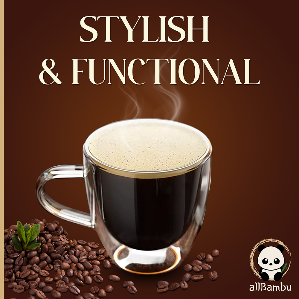 Double Wall Glass Mug with Bamboo Lid