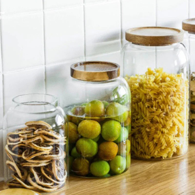 Kitchen Glass Jars with Acacia Airtight Lid - Versatile Food Storage Containers