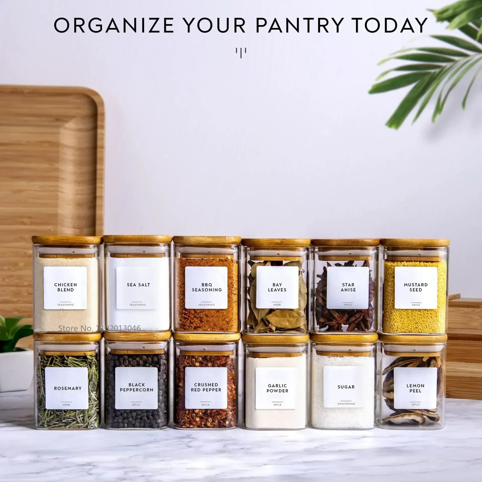 Glass Jar with Bamboo Lid - Food Storage Container for Tea, Coffee, and More