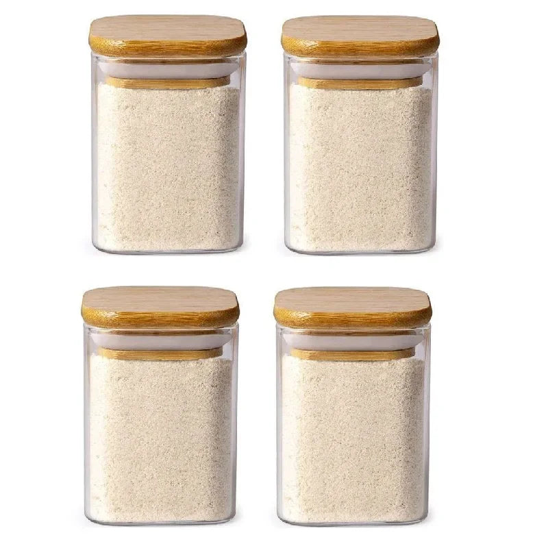 Glass Jar with Bamboo Lid - Food Storage Container for Tea, Coffee, and More
