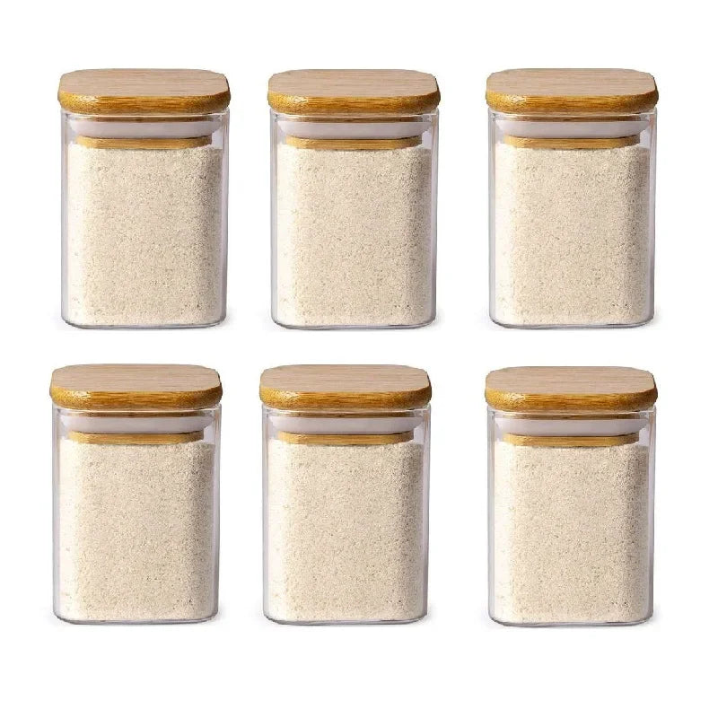 Glass Jar with Bamboo Lid - Food Storage Container for Tea, Coffee, and More