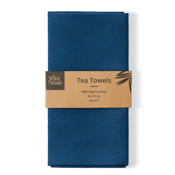 Organic Cotton Tea Towel – Herringbone Weave | Absorbent, Plastic-Free Kitchen Towel
