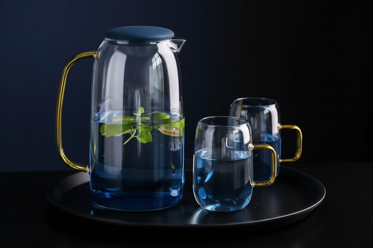 Blue Ombre Pitcher and Cups