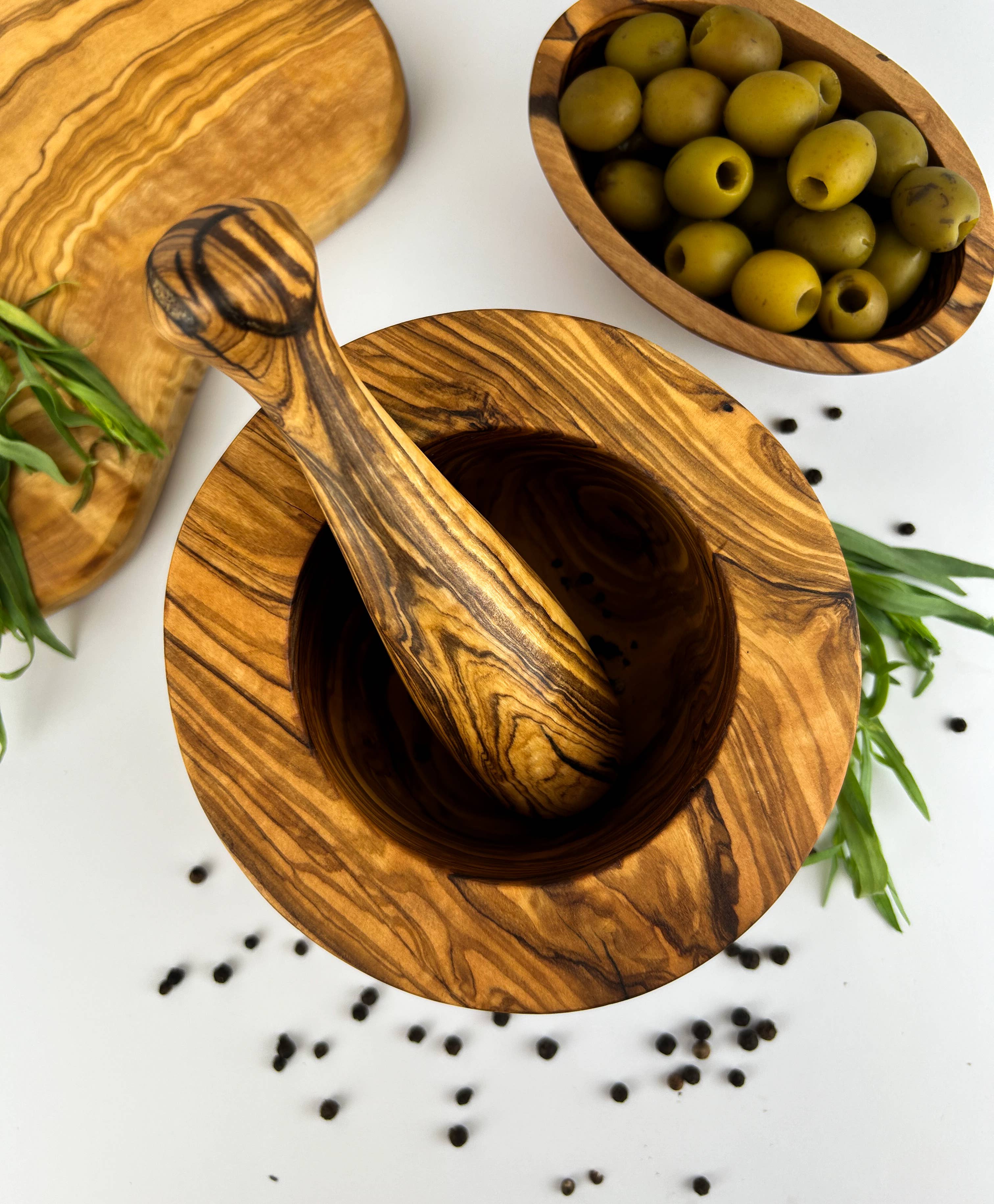 Classic Olive Wood Mortar & Pestle